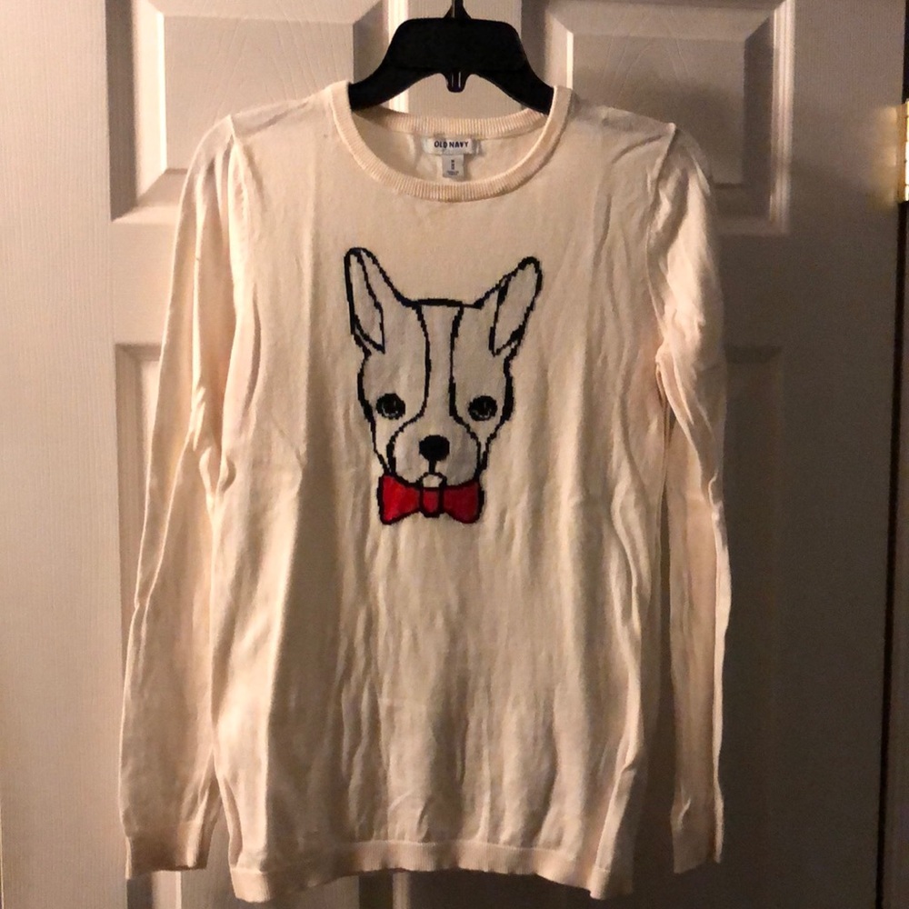 Cream Dog 🐶Face Light Weight Sweater